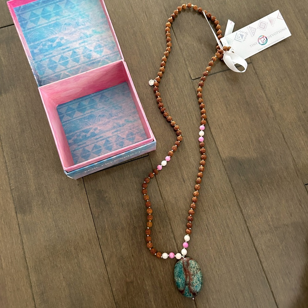 Tiny Devotions authentic Mahalo Mala Beaded Gratitude Necklace